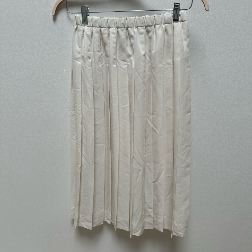 Vintage Cream Pleated Midi Skirt